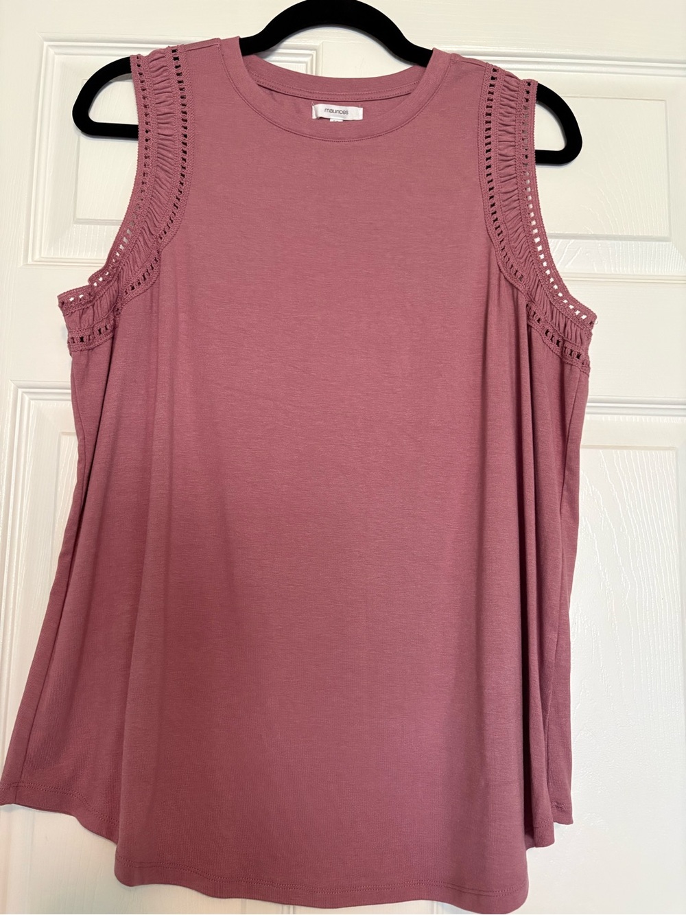 Maurices Mauve Crocheted Cold-Shoulder Tank Top